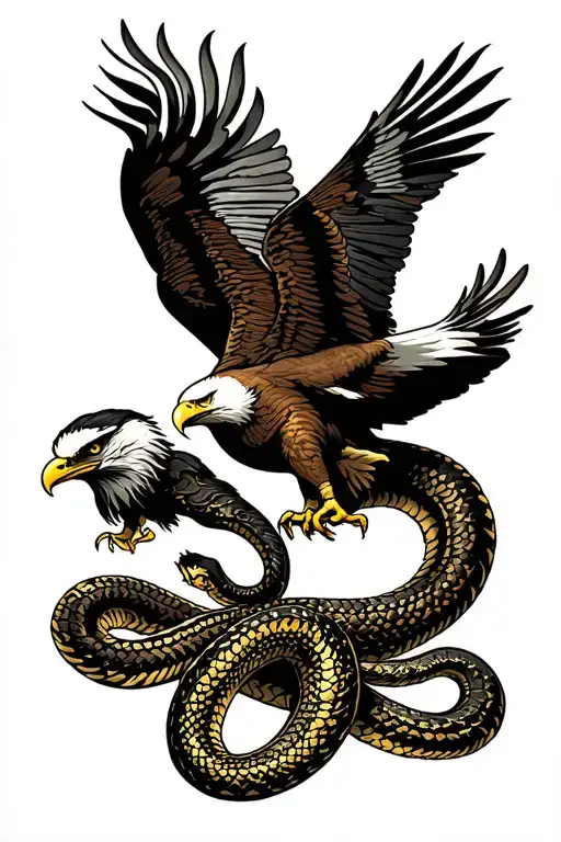 Eagle And Snake Intertwined American Traditional