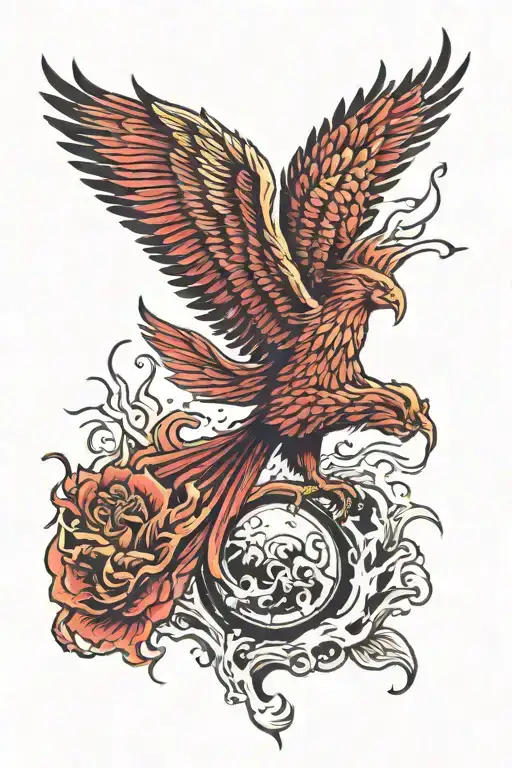 Colour Red Phoenix Rising From The Ashes Symbolizing Rebirth