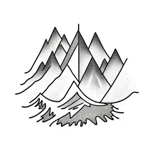 Mountains With Forest Campfire