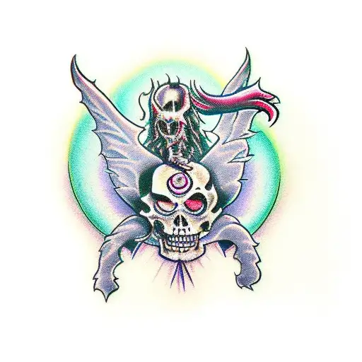 A Gothic Demon Emerging From A Psychedelic Portal