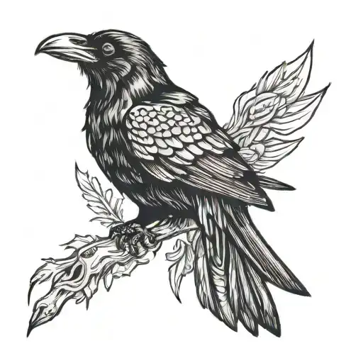 A Raven With A Spread