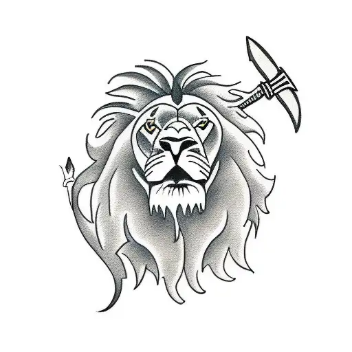 Lion With A Dagger In Hand