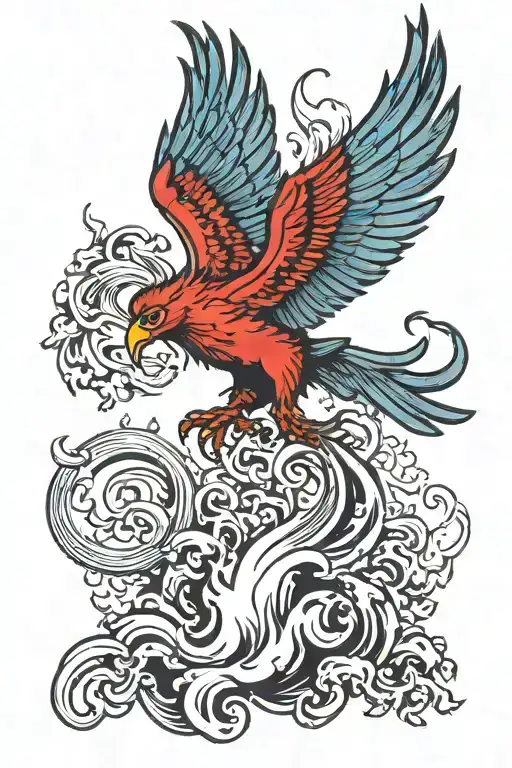 Colour Red Phoenix Rising From The Ashes Symbolizing Rebirth