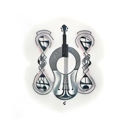 Guitar Strings Intertwined With Chess Pieces