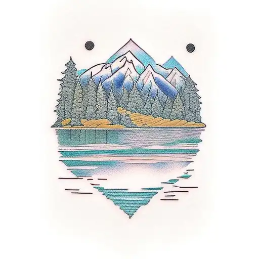 A Lake With Forestry Below A Mountain