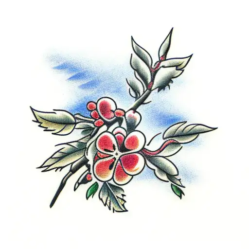 Cherry Branch In Phoenix Beak