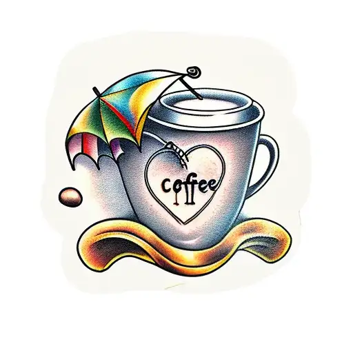 Coffee Cup Umbrella Hearts