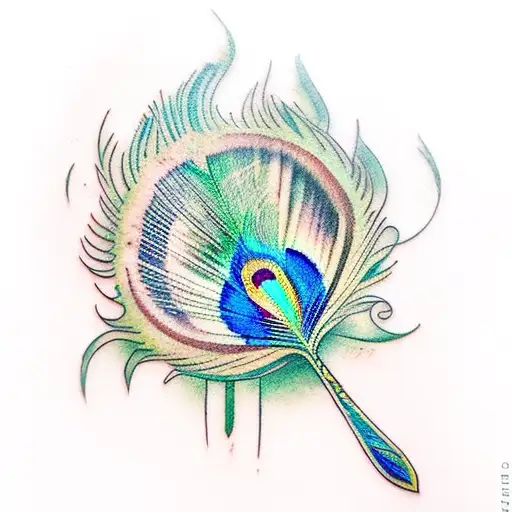 Peacock Feather With Fehu