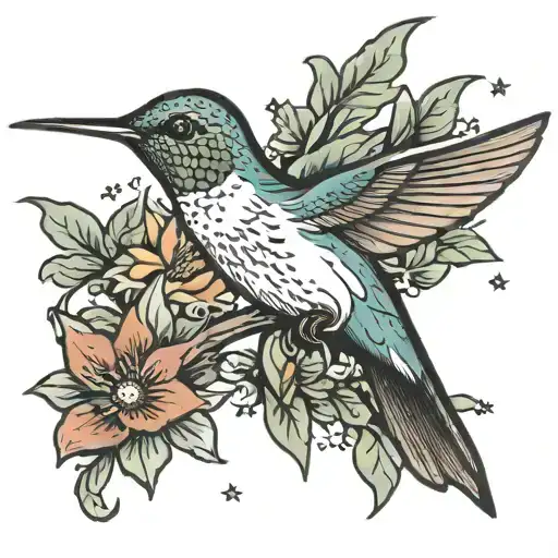 Hummingbird Surrounded By Stars