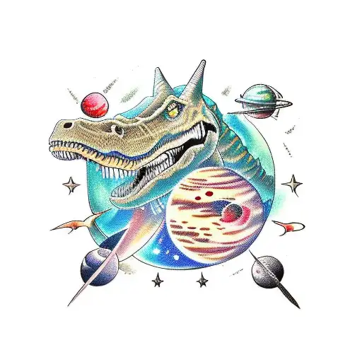 Dinosaur Space Planets Colour