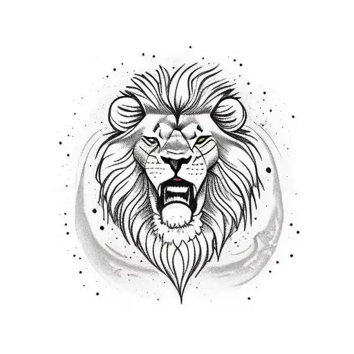 Lion Snarling Dripping Blood From Mouth