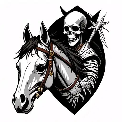 Skeleton Knight On Horse Skull