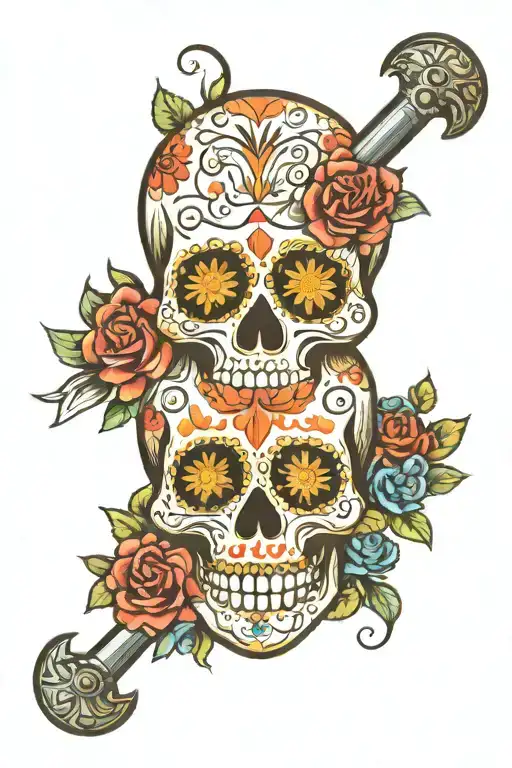 Sugar Skull And Crossed Canons Fireing