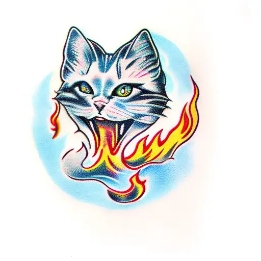 Pussy Wit Flames And Girl Laughing Like Demon