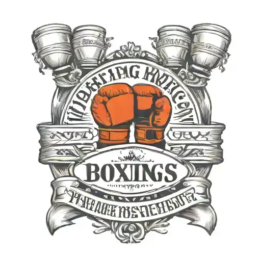 A Traditional Style Tattoo Of A Boxing Ring With The Boxer's Name In Old English Font