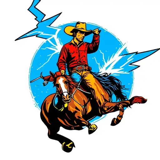 Cowboy Riding A Lightning Bolt