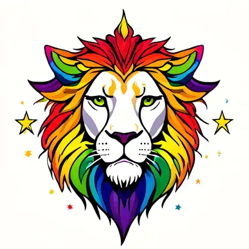 Leo Zodiac With Stars In Rainbow Colors