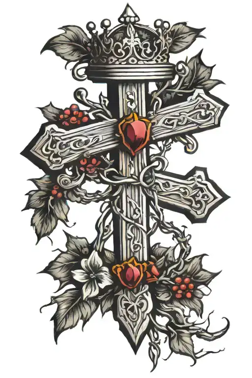 A Cross With A Bible Verse And A Crown Of Thorns On Top