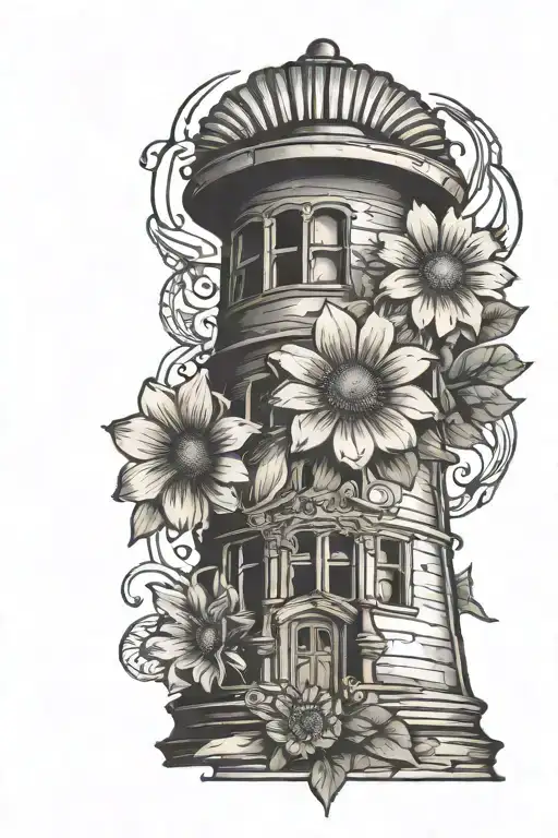 Seashell With Gerber Daisy And A Liberty Bell Tower Shape