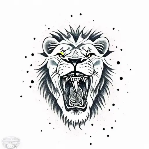 Lion Snarling Dripping Blood From Mouth