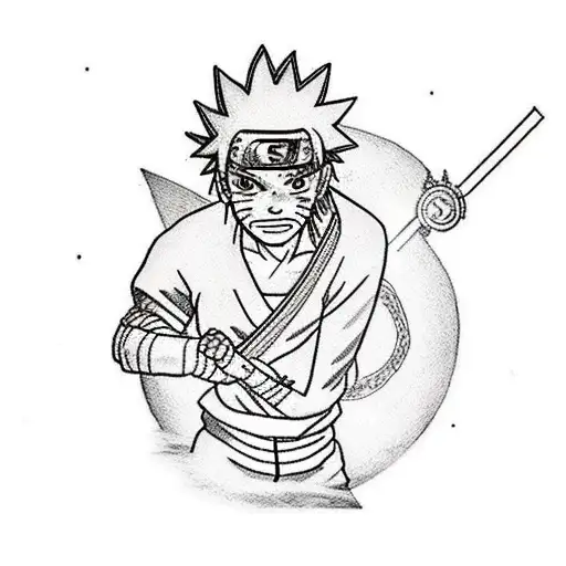 A Traditional Tattoo Showcasing Naruto's Journey From A Young Ninja To Hokage