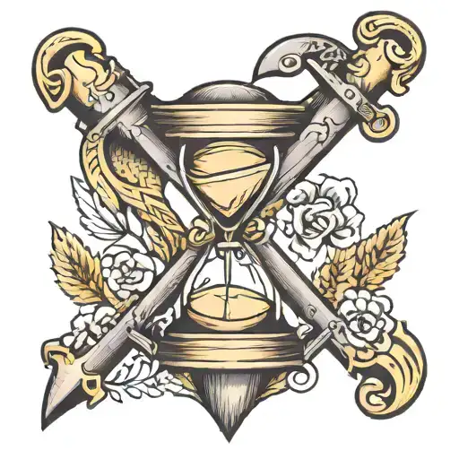 Hourglass Inscribed In Crossed Scythes