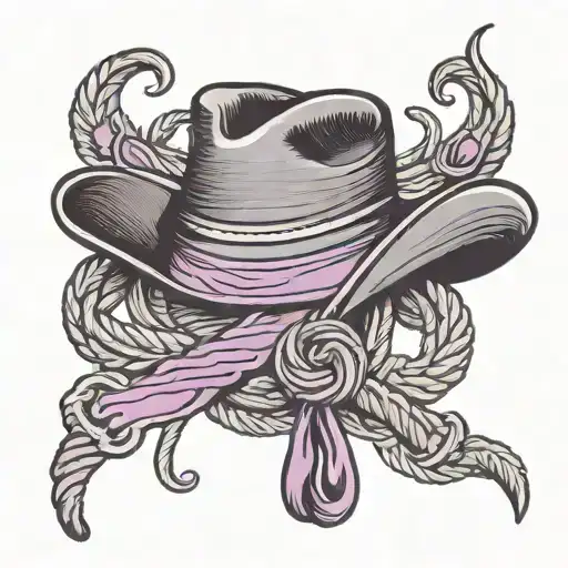 Black Cowboy Hat And Rope With Purple Pancreatic Awareness Ribbon