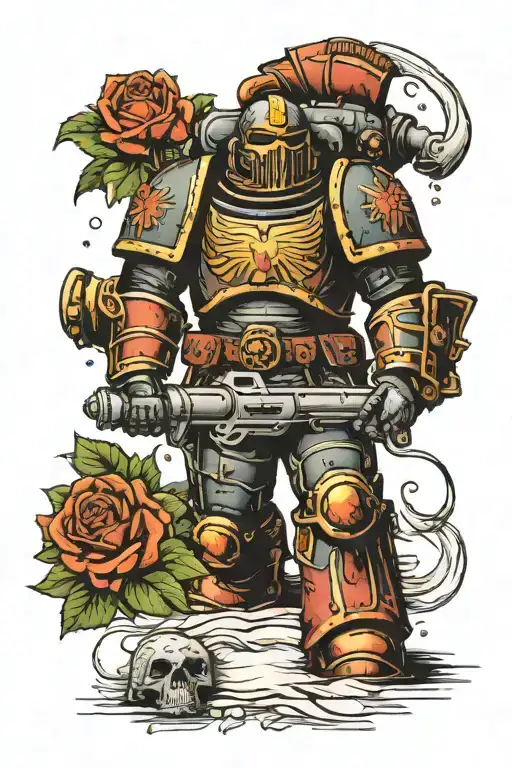 Space Marine Warhammer 40K Space Marine Doom Slayer Rosen Schriftzug