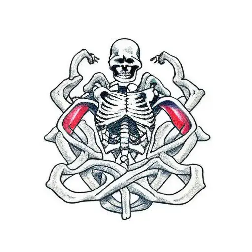 Skeleton Being Dragged On A Floor By The Bike