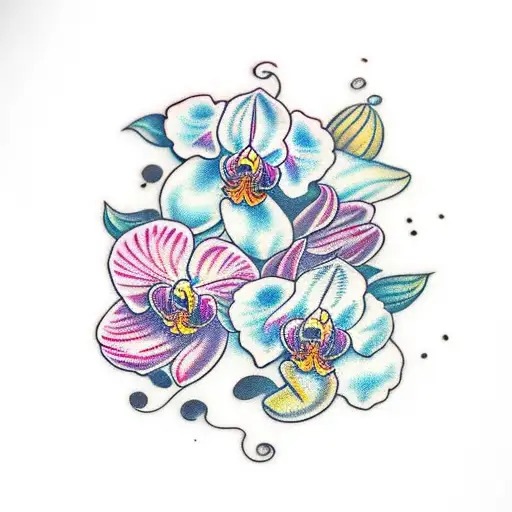 Elvinia Written In Cursive Attached To An Orchid