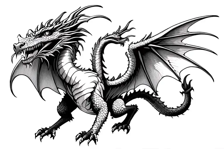 Dragon With Wings Spread Facing Front