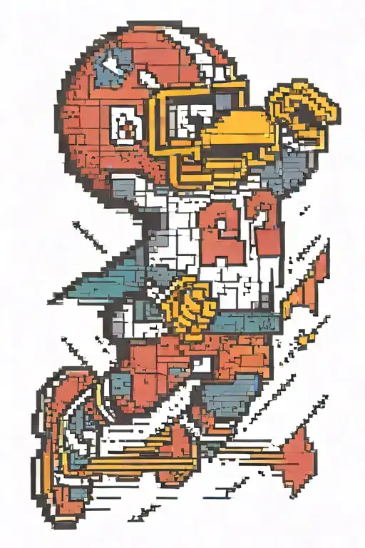 A Pixel Art Penguin Scoring A Touchdown In A Football Game Tattoo