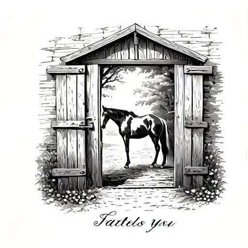 Horse Standing At The Stable Door Looking Into You
