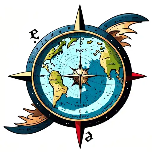 Flat Earth Map Inside Of Compass Surrounded
