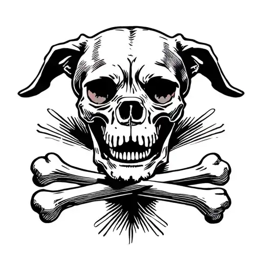 Jolly Roger Dog Head Skull With A Bone In The Canines