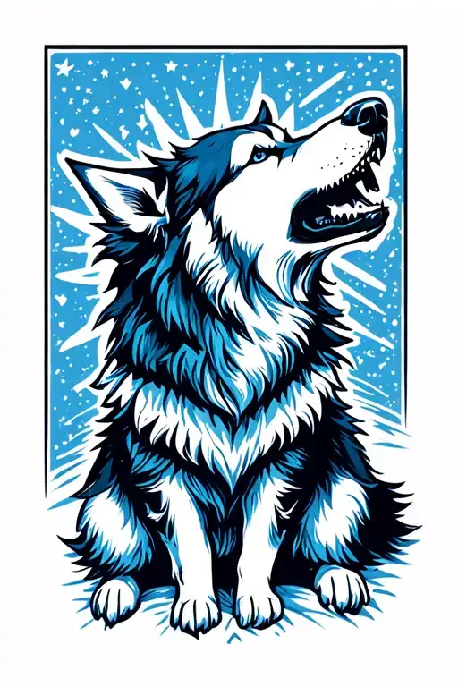 Blue And White Werewolf Husky Howling