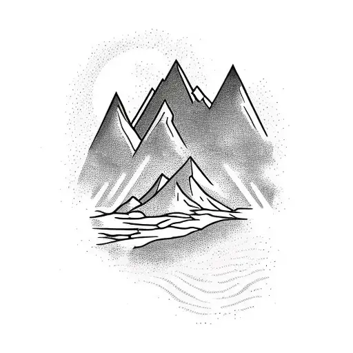 Mountain Range With A Winding Path Leading Up To The Peak