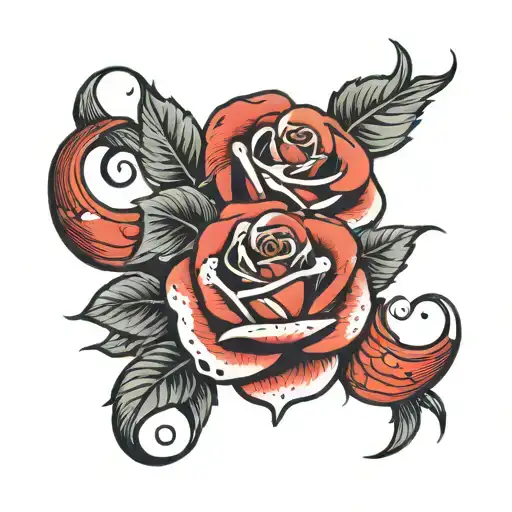 Roses And The Word 'Ghost' In Red