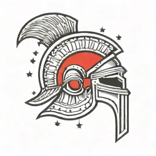 A Traditional Style Spartan Helmet With A Crescent Moon Design