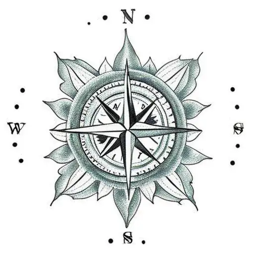 Compass In A Twig Wreath With Sunflowers