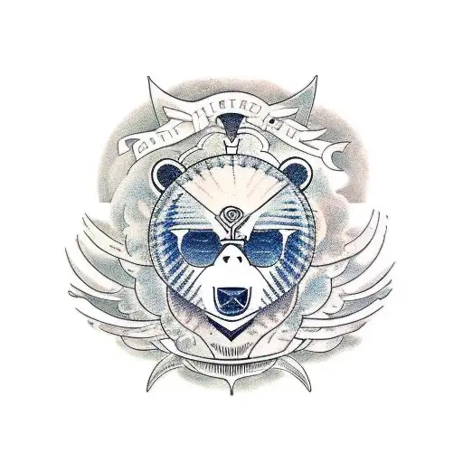 An Artistic Representation Of A Bear And A Falcon Merged Together