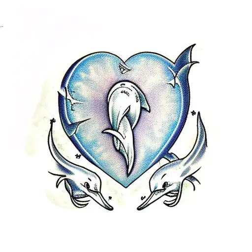 Dolphin Forming Heart Then Libra Zodiac Inside
