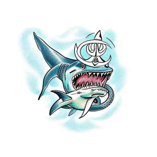 Siren With A Shark And The Kraken