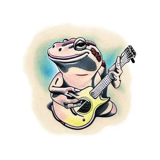 Toad Holding A Guitar