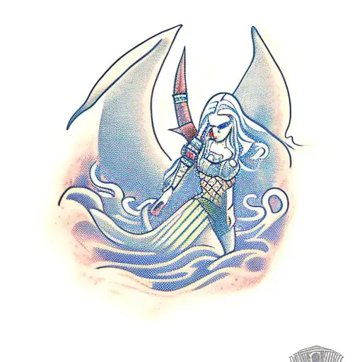 Siren From The Witcher With A Shark