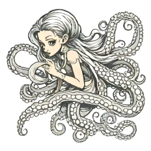 Octopus And Anime Girl