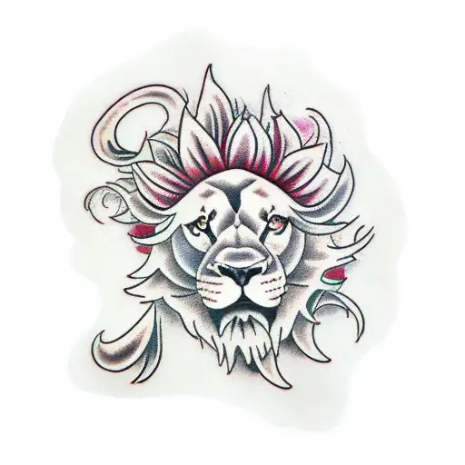 Lion Flowers Angels Dragon