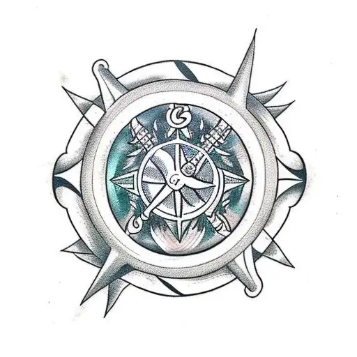 Dragon And Sword And Compass