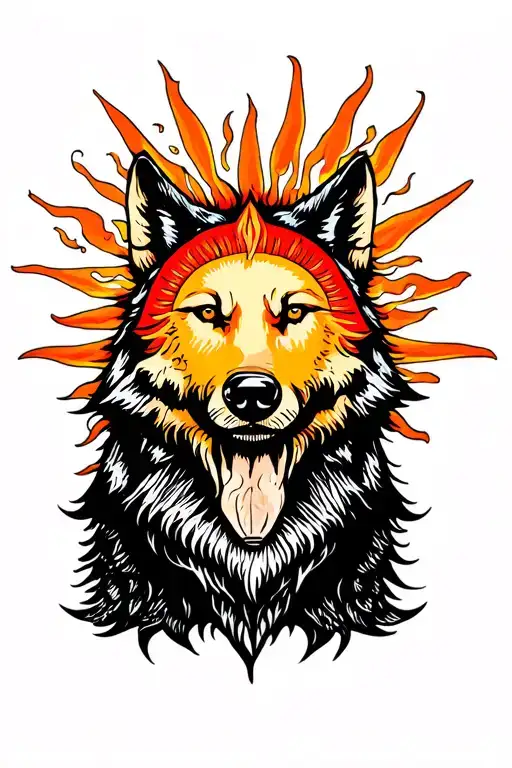 Black Wolf And Sun