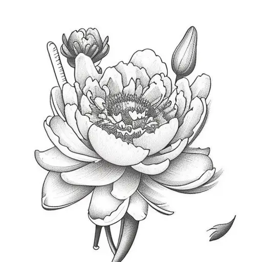 Carnation And Peony And Water Lilly And Larkspur And Poppy And Gladius And Cosmos And Merigold